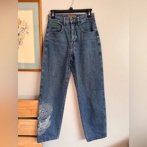 Empyre Skate Jeans Embroidered Snake + Dragon sz 0